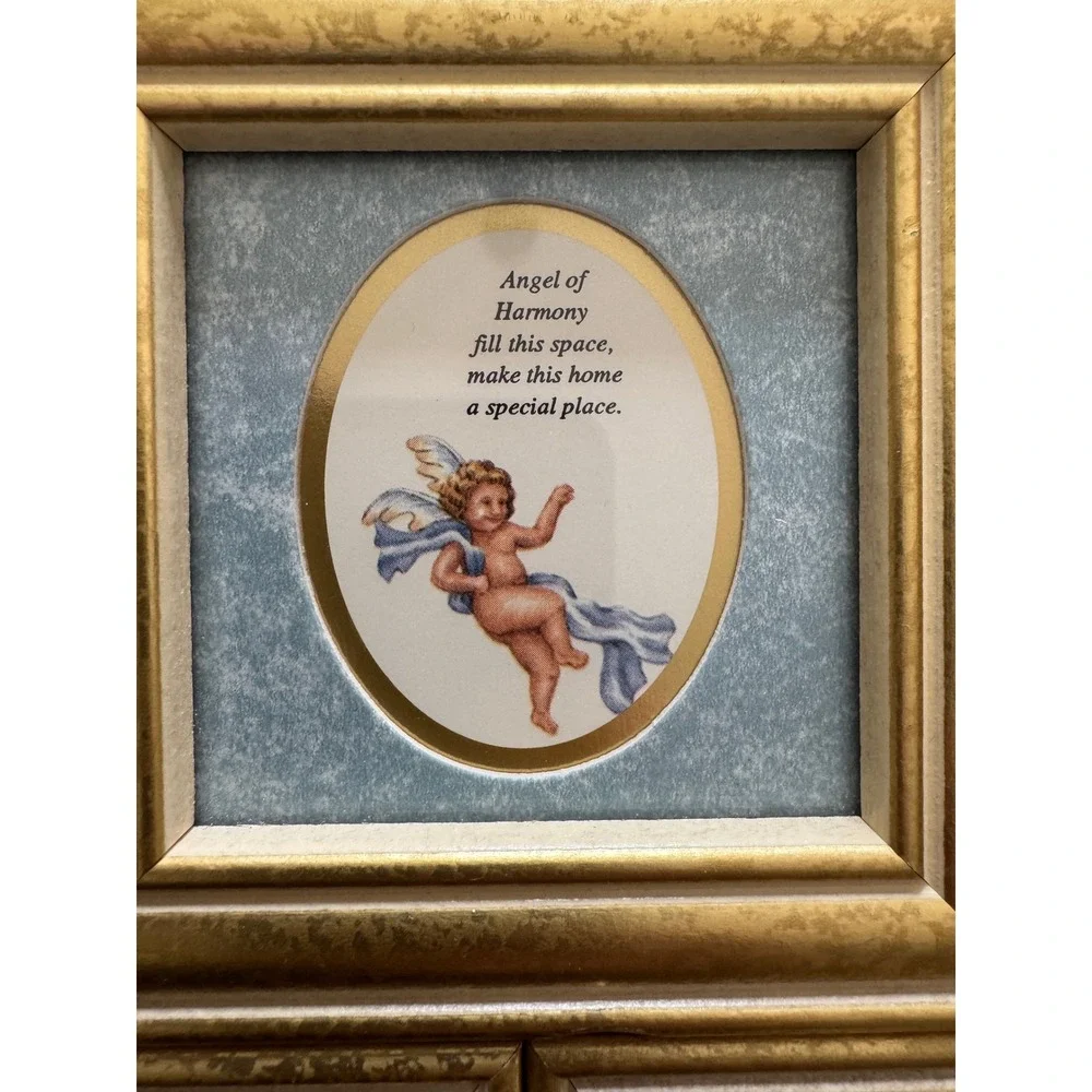 Vintage 1993 Heartfelt Heavenly Accents Kathy Seek Mini Angel Framed Art Set 5